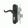 Замок врезной с ручкой Д-град Зенит ЗВ4-3.02 чёрный м/о 55