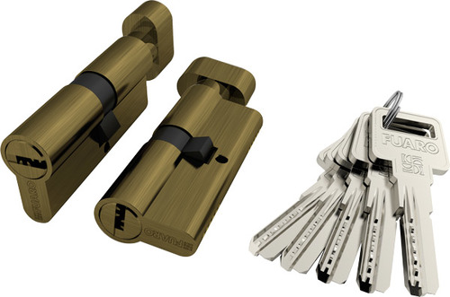 Цилиндровый механизм Fuaro (Фуаро) с вертушкой R602/70 mm (30+10+30) AB бронза 5 кл.