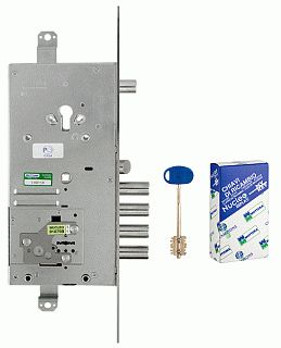 Замок врезной MOTTURA двухсистемный 54.J939M My Key D правый (уст.ключ), перекод. с торца, кл. 50 мм