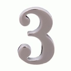 Цифра дверная Аллюр "3" на клеевой основе  хром