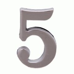 Цифра дверная Аллюр "5" на клеевой основе  хром