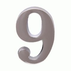 Цифра дверная Аллюр "9" на клеевой основе  хром