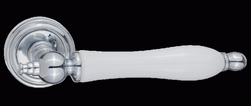Комплект дверных ручек RENZ DH 615-16 CP/WH Мишель хром блест./керам.белая